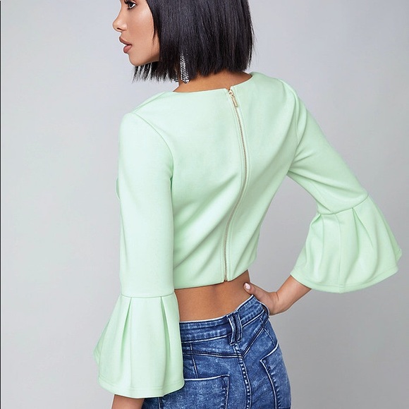 Scuba flutter crop top honeydew - Picture 2 of 8